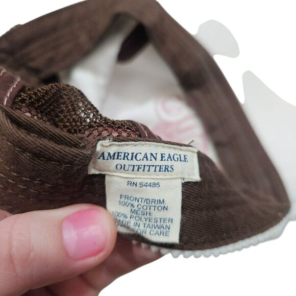 American Eagle Outfitters Bucks Tree Farm White & Pink Corduroy Trucker Hat - Picture 5 of 7